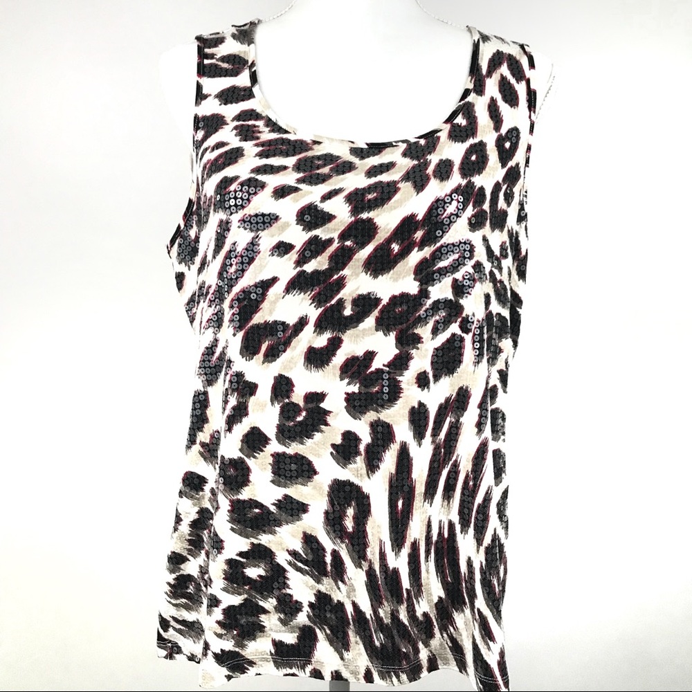 Chico’s women’s animal print top sequins large